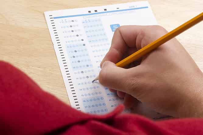 High school student employs their test-taking strategy in a standardized test