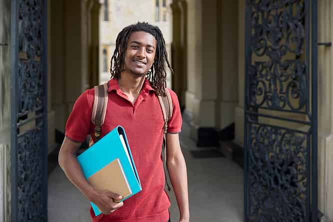 Student at Oxford University walks to class
