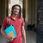 Student at Oxford University walks to class