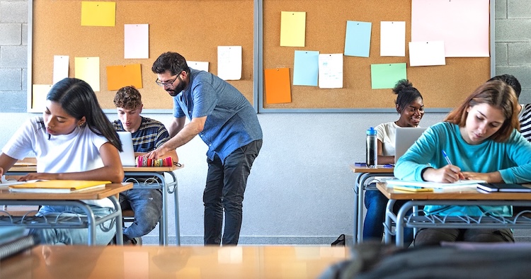 Teacher and students in a classroom