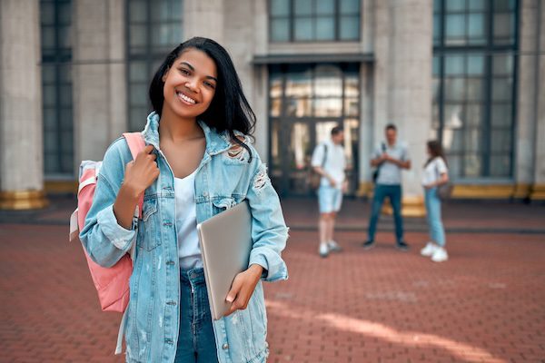 Female student on college campus