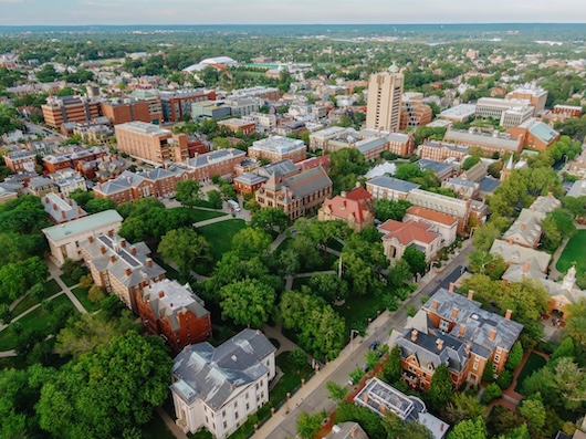 aerial view of Brown University campus
