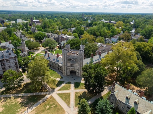 aerial view of Princeton University campus