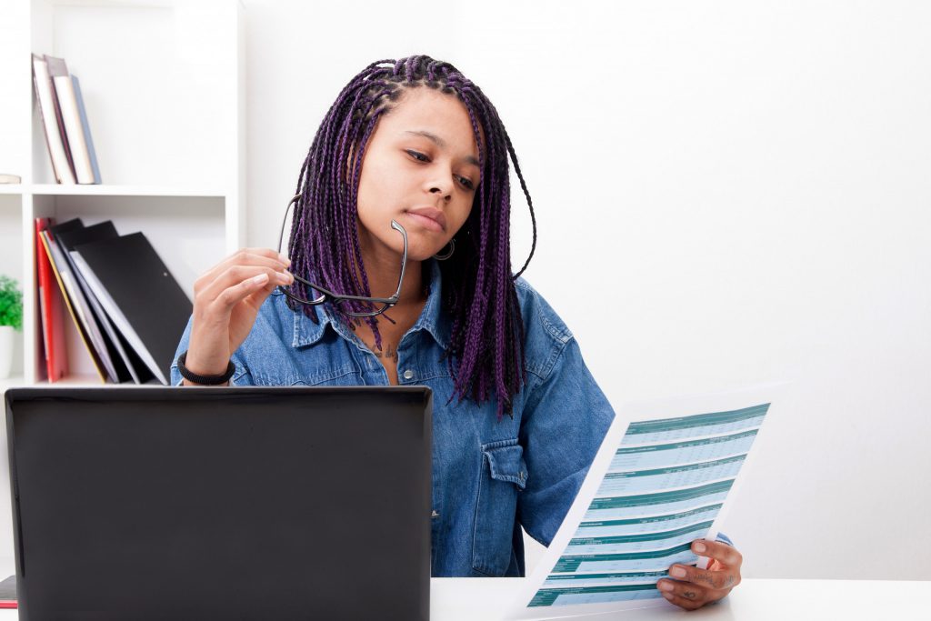 Woman filling out CSS Profile