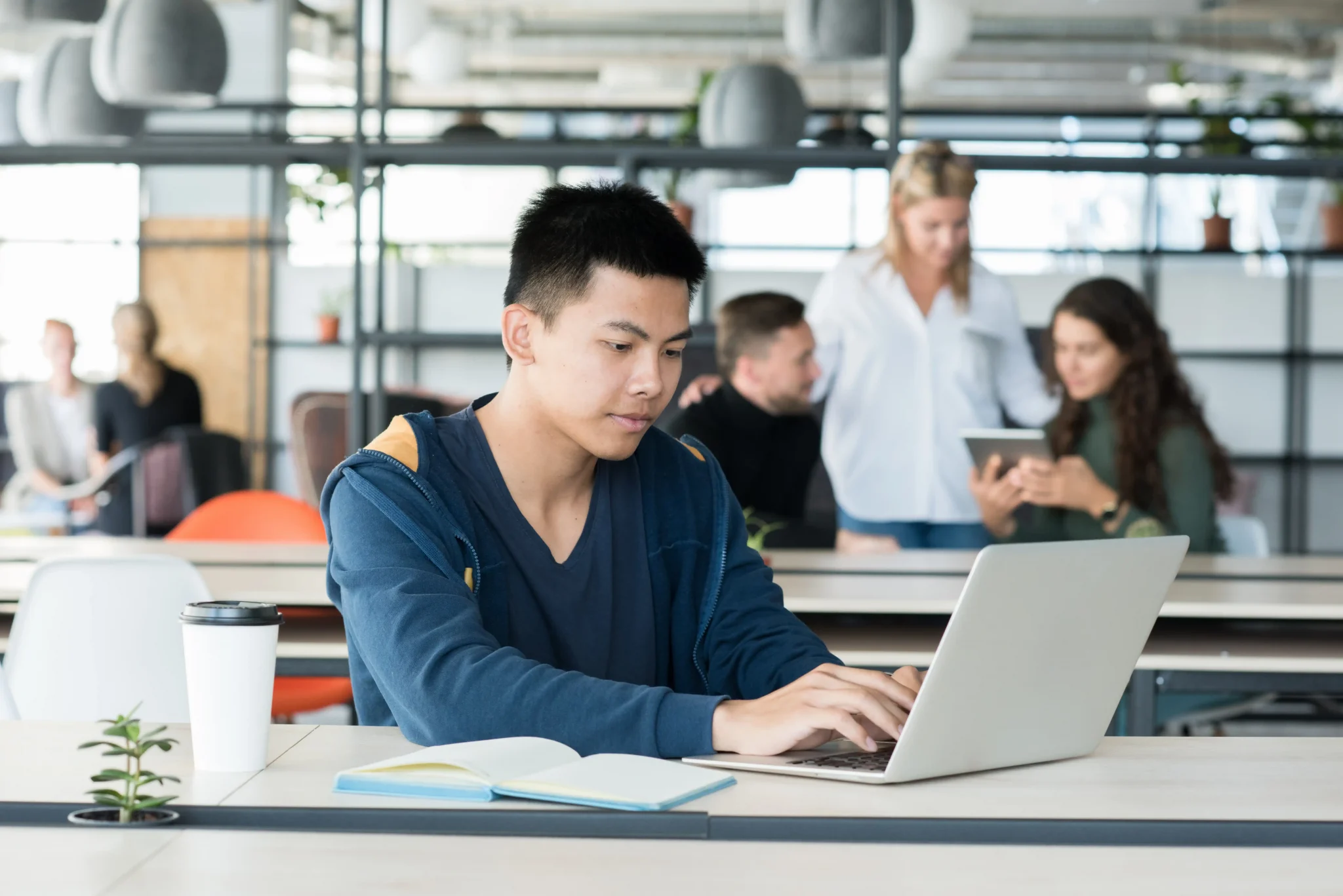 Student working on college application