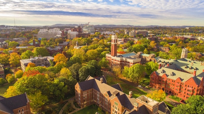 aerial view of Vanderbilt University campus