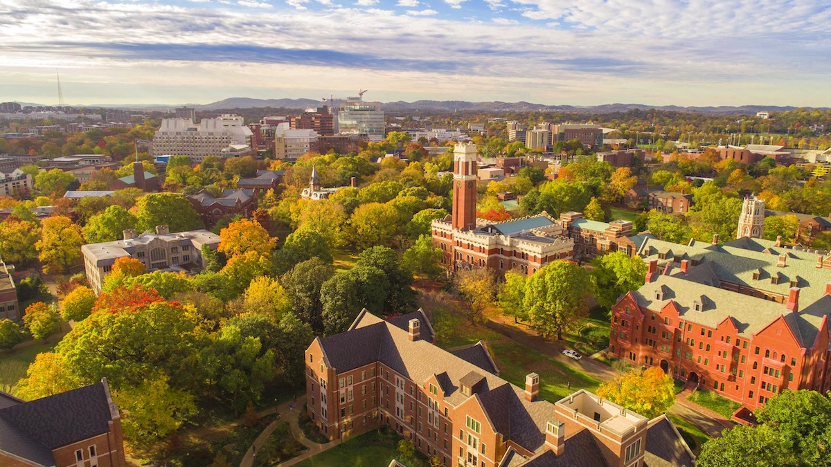 aerial view of Vanderbilt University campus