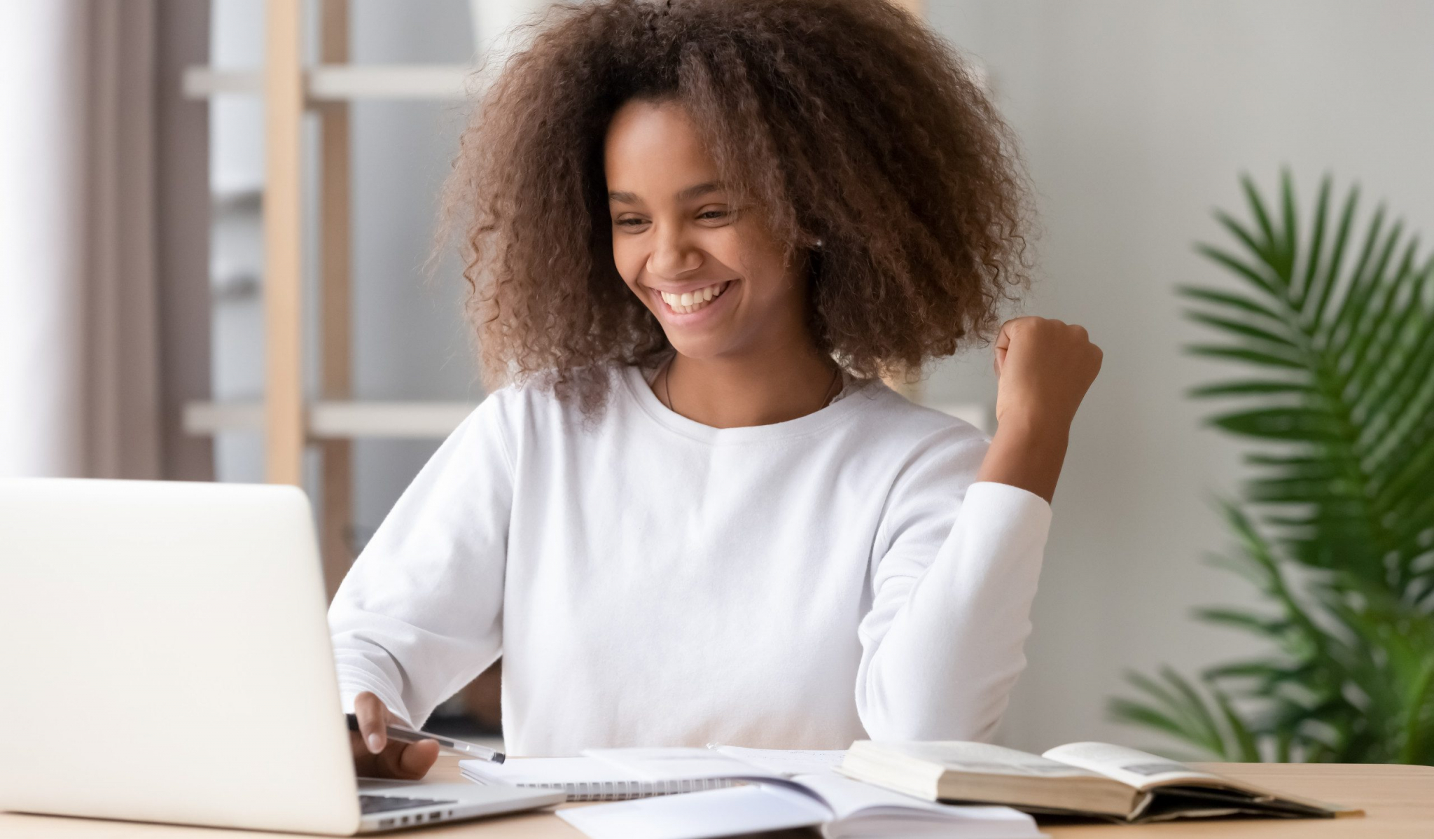 Student excited about high school grades