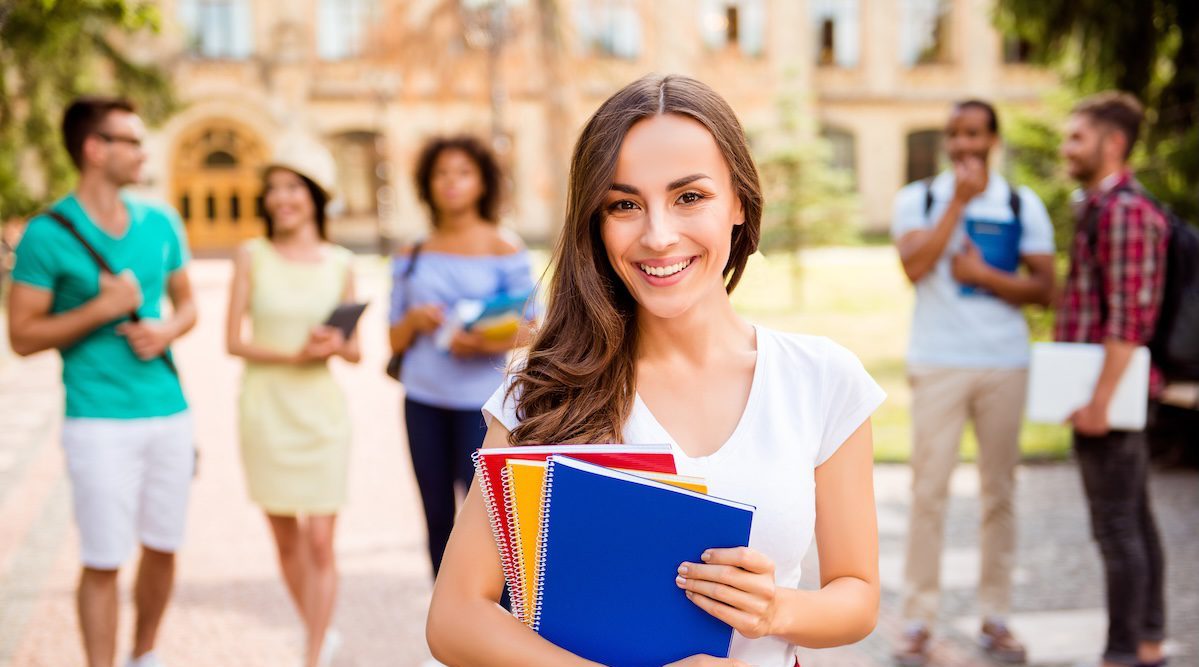 transfer student on a college campus