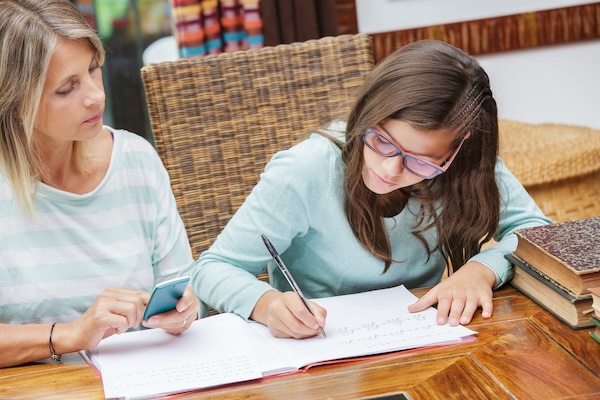 homeschool session with parent and student