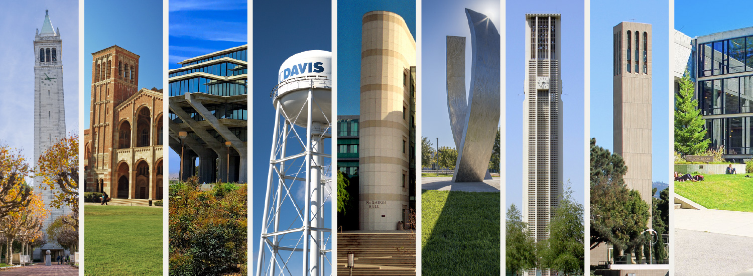 photo collage representing all UC campuses